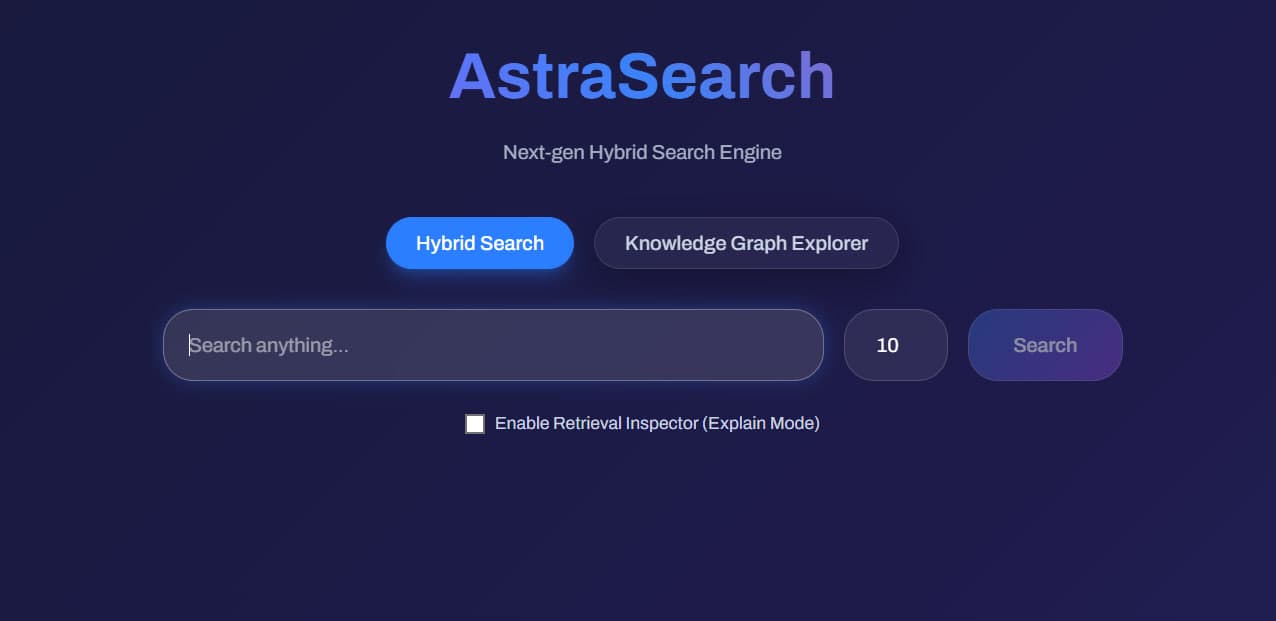 AstraSearch screenshot